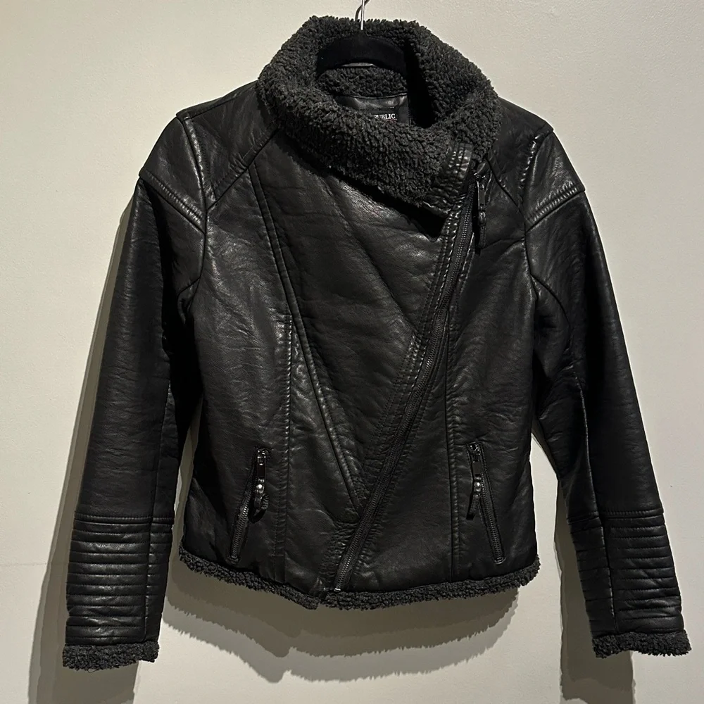 Urban Republic Black Shearling Jacket - Picture 7 of 10